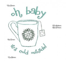 Stickdatei - Doodle Winter Tasse Snowflakes